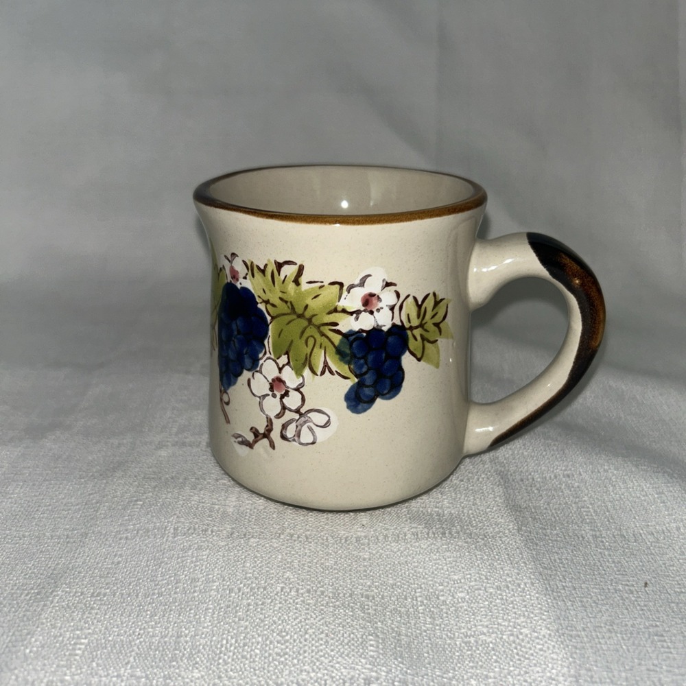 Vintage Sunnycraft Stoneware Collection 21101 Coffee Mug Korea Flower Grapes